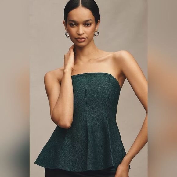NWT Anthropologie Pilcro Emerald Green Sparkly Knit Tank Top M - Picture 4 of 13